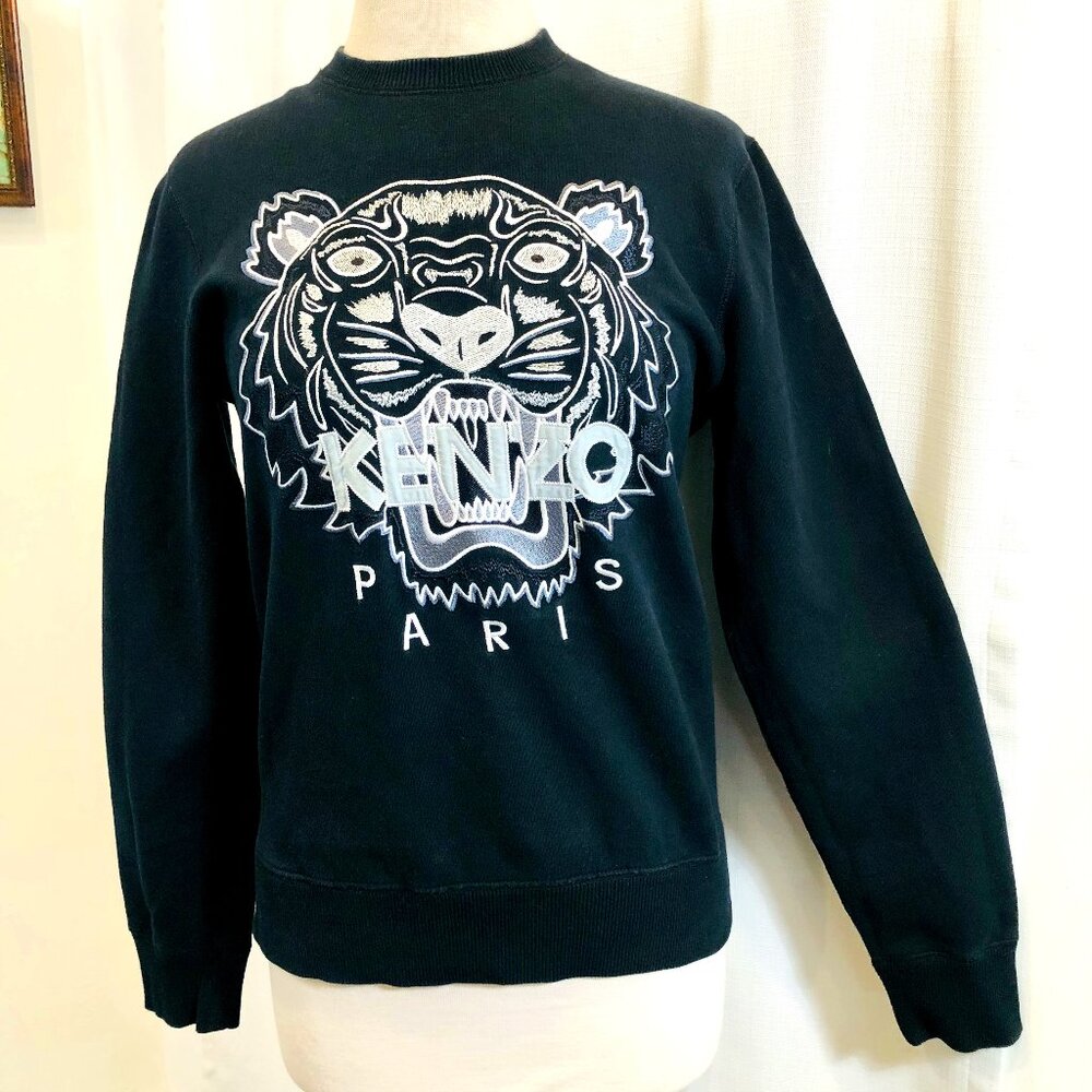 Kenzo Paris Jungle Black Sweatshirt with Embroidered Tiger